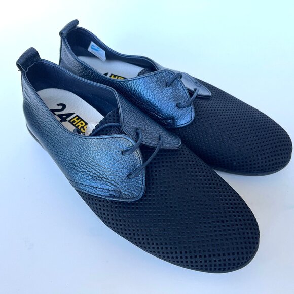 24HRS Navy Leather Loafers Spain - Brand New - Picture 2 of 5